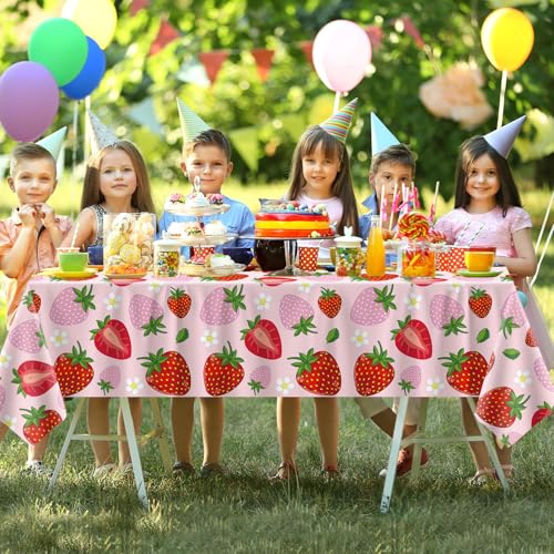 4 Pack Strawberry Tablecloth Strawberry Table Cloth Berry Party Table Cover Sweet One Birthday Party Tablecloth Berry Themed Decor 51 x 86 Inch Fruit Themed Indoor Outdoor Decorations