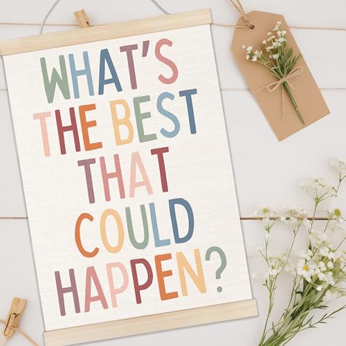 Welshower Boho Motivational Positive Poster Hanger Frame, What's the Best That Could Happen Positive Affirmations Wall Art Prints Decor for Living Room Bedroom Home Office Framed, 12x16 Inch - color: white