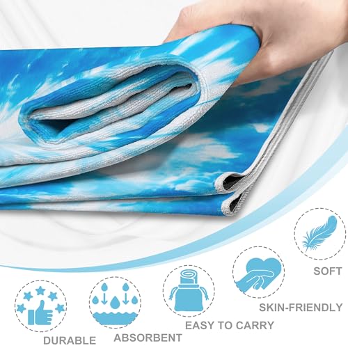 Yoga Mat Towel, Hot Yoga Towel High-Definition Pattern, Machine Washable with Ultra-Absorbent Yoga Towels for Hot Yoga Non Slip for Fitness, Exercise, Pilates, 72 x 27 in,Blue & White - color: Blue & White