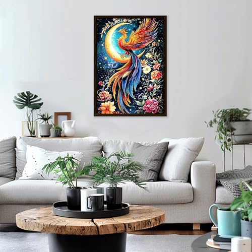 Genius maker Phoenix Diamond Painting Kits for Adults, 5D Moon Diamond Art Kits for Beginners DIY Full Drill Diamonds Painting Pictures, Diamond Gem Art Painting DIY Crafts Kit Decor 12x16inch - color: WX11852