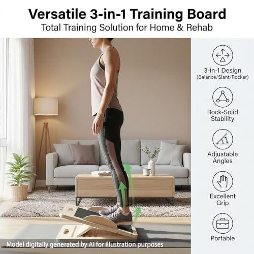 Slant Board for Calf Stretching, Calf Stretch and Mobility Board, Portable Adjustable Wooden Slant Board for Squats Exercise Balance Training and Physical Therapy