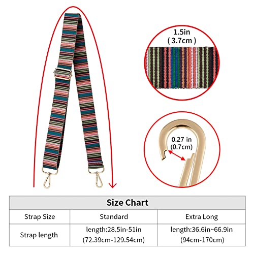 ZOOEASS Wide Shoulder Strap Adjustable Replacement Belt Crossbody Canvas Bag Handbag - color: Color Bar, size: Wide: 1.4"(3.5cm)