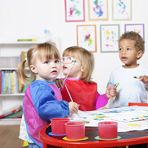 Kids Art Smocks 2 Pack Painting Smock with Long Sleeve and 3 Pockets for Age 3-8 - color: Yellow