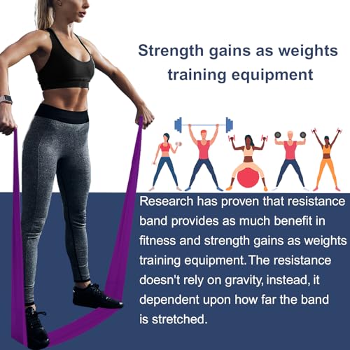 A AZURELIFE Resistance Bands,Professional Long Non-Latex Elastic Stretch Bands,Exercise Bands for Physical Therapy, Yoga, Pilates, Rehab, at-Home or The Gym Workouts, Strength Training - color: Purple, size: 5.9FT