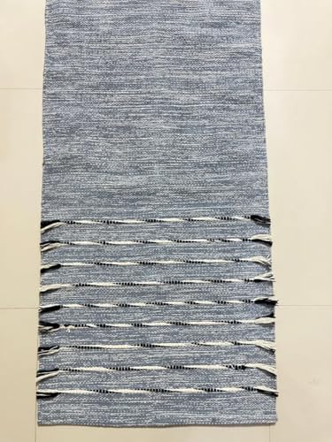 Payal Rugs Cotton Yoga Mat - Eco-Friendly Hand-Woven Rug - Non Slip & Thick (24”x72”x5mm) for Yoga Everyday Fitness at Home - Comfortable Extra-Long - color: Black & White
