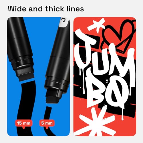 ARTISTRO Black Acrylic Paint Markers - 15mm Jumbo-Tip - Set of 2 | Paint Pens, Perfect for Crafting, Art Projects, & More - color: Black, style: Jumbo