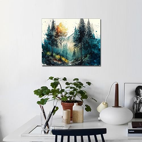 TUMOVO Paint by Numbre for Adults - Watercolor Forest Oil Painting for Adults Kid Paint by Number Natures Landscape Paint by Numbres DIY Paint Number Kits Romantic Art Craft, 16x20inch - color: Forest