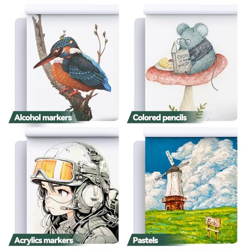 TRANSON A4 Sketchbook Marker Pad, 80lb/120gsm Heavyweight Art Paper, No Bleed Through, 40 Sheets/80 Pages 8.3"x11.7" for Drawing & Sketching - size: A4 120gsm