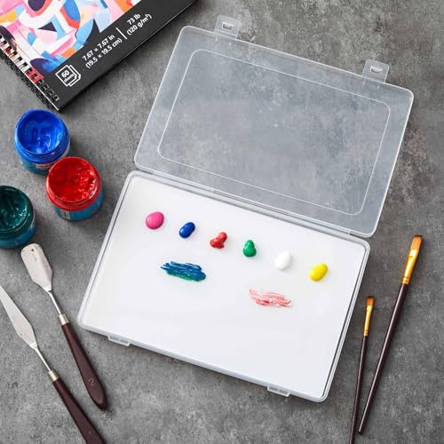 Nuanchu 1 Set Glass Oil Paint Palette, Airtight, 10.24 x 6.8 Inches, White | Handy Tempered Glass for Oil Painting, Moisture-proof lid Keep Paint Fresh, Portable Travel Outdoor, Leak-proof Airtight Seal - color: White, size: 10.2" x 6.8" x 1.2"