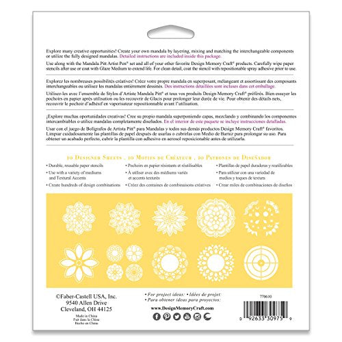 Faber-Castell Mixed Media Paper Stencils - 13 Mandala Stencils Designs, 202 - Mandala - style: Mandala