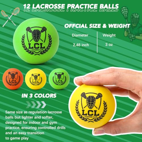 12/24/36 Pcs Soft Foam Lacrosse Balls Bulk Lacrosse Soft Practice Balls for Youth Indoor Training College and High School Official Size for Games Training - color: 3 Colors