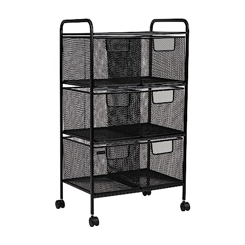 Mind Reader Multipurpose Rolling Cart with Drawers, Office Storage Organizer, Utility Cart, Metal Mesh, Black - style: 6-Drawers