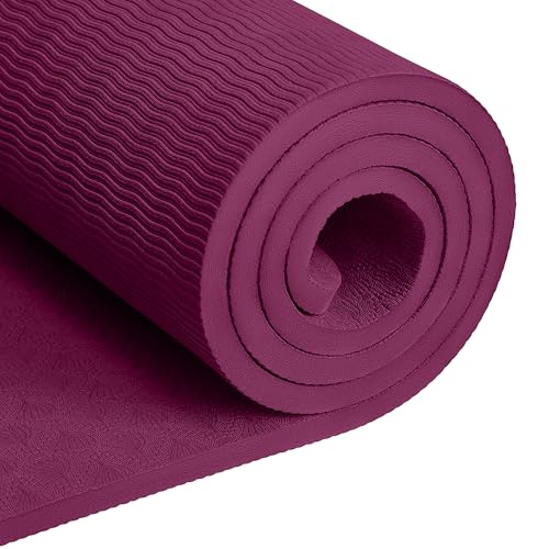 Retrospec Zuma 1/2" Yoga Mat Non Slip Exercise Mat For Pilates, Workout | 72x24x1/2", Gym Mat, Yoga Mat Strap, TPE Yoga Mat, Eco Friendly, Elastic Memory Foam, Moisture Resistant, BPA, Latex Free - color: Boysenberry
