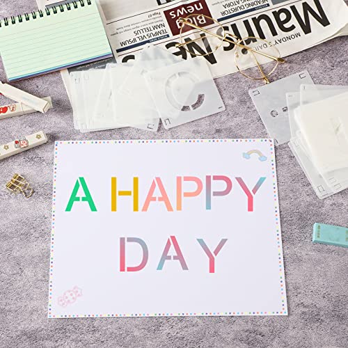 Augshy 56 Pcs Letter Stencils, 3 Inch Reusable Craft Kit for Fabric | Interlocking Templates Kit, Letter Numbers Symbol, for Wood Wall Rock Chalkboard, Signage DIY School Art Projects - style: Letter
