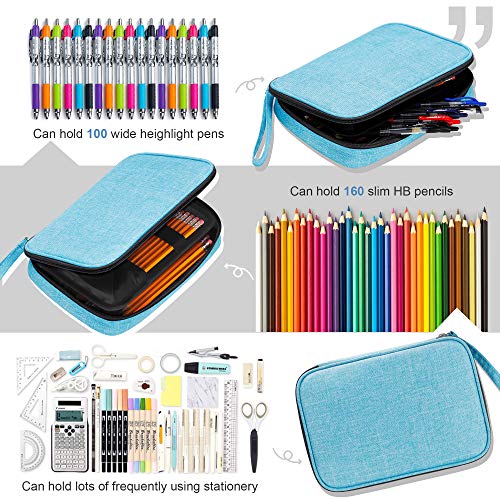 Big Capacity Storage Pouch Marker Pen Pencil Case Simple Stationery Bag Box Art Tool & Sketch Storage Boxes for Bullet Journal Middle High School Office College Student Girl Women Adult Teen - color: Blue