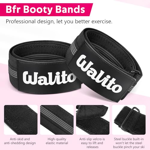 BFR Booty Bands for Women Glutes - Blood Flow Restriction Bands with Weekly Plan for Legs, Butt & Hip Building, Occlusion Bands for Workouts, Best Fabric Bands for Squat Butt & Thigh - color: Black Bands