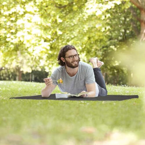 Pocket Picnic Blanket, Small Picnic Blanket 43x27" 1.27oz Black 1 Person - color: Black (Red Pack), size: 43x27″