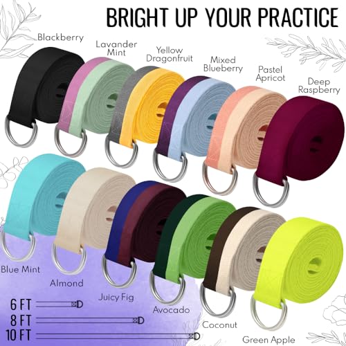 TECEUM 2 IN 1 Yoga & Mat Strap for Stretching – Cotton – 6/8/10 ft - color: Juicy Fig, size: 6 ft