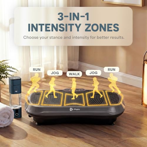 Lifepro Waver Vibration Plate Exercise Machine with 99 Speeds & 10 Presets | Resistance Bands, Non-Slip Surface, 330 lbs Capacity — Vibration Plate for Lymphatic Drainage, Body Toning, Full-Body Workout - color: Gray