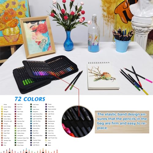 H & B 72 Colored Pencils Kit, Oil-Based Soft Core Art Supplies for Adults and Beginners, Ideal for Sketching and Shading, Professional Drawing Pencil Set