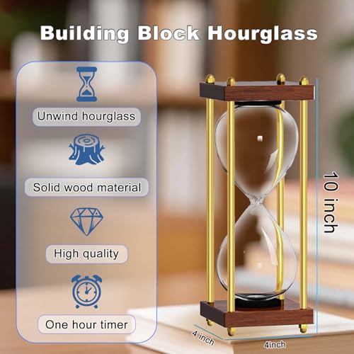 Empty Hourglass Timer, Large Fillable Hourglass, Wooden Retor Hour Glass, Sandglass for Reloj de Arena, Creative, Wedding, Decoration, Office, Home, Black - color: Gold Frame, size: Empty Sand