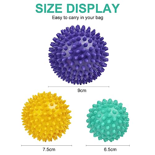 URAQT Spiky Massage Ball, 3 Pack Hard Spiky Massage Ball Roller Set, Professional Physical Therapy Massage Balls for Myofascial Release, Trigger Point Deep Tissue Massage, Plantar Fasciitis Recovery - color: 3pcs-a