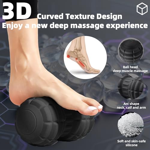 Vibrating Peanut Massage Ball for Plantar Fasciitis, 4-Speed Portable Massage Roller for Foot, Neck, Back, and Body - Deep Tissue Myofascial Release Mobility Ball Muscle Relaxer (Black) - color: Black