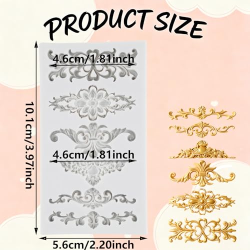 Baroque Silicone Mold Baroque Scroll Relief Polymer Clay Molds | Baroque Curlicues Scroll Lace Mold DIY Craft Epoxy Resin Casting Air Dry Polymer Clay Jewelry Making Crafts Tools - color: Style A