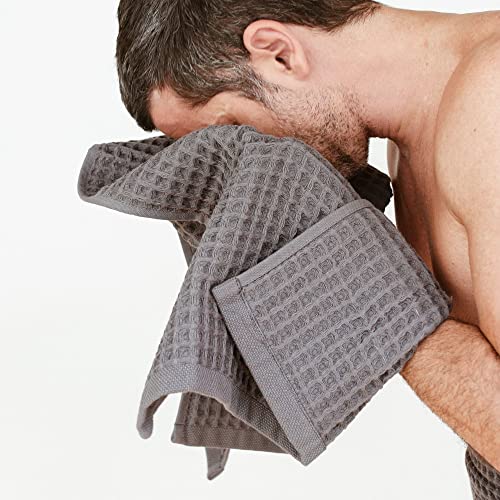 sea me at home Waffle Hand Towel – 100% Turkish Cotton, Quick-Dry, Soft and Absorbent Bathroom Towel (Charcoal) - color: Charcoal, size: Hand Towel (1 Piece)