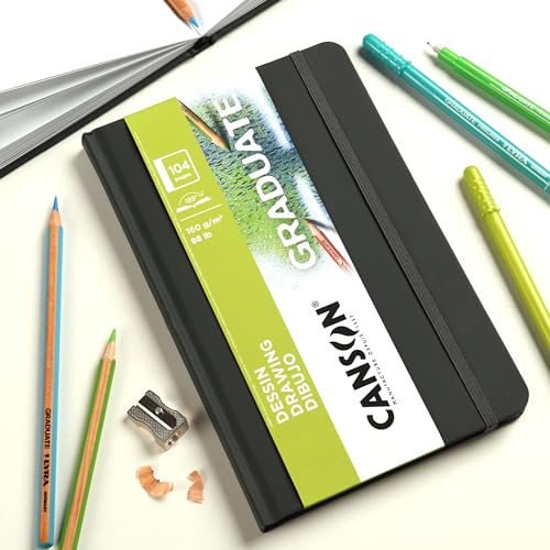 Canson Graduate Drawing Paper, Hard Cover Art Journal, 4x6 inches, 52 Sheets — Artist Paper for Pencil, Ink, Pen, Marker Illustration - size: 4x6