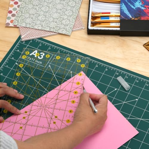 12x18in Self Healing Cutting Mat Kit with Ruler & Knife, for Sewing DIY | A3, Double Sided, Cutting Mat Kit, Craft Knife with 5 Replacement Blades, Quilting Ruler, For Sewing Craft DIY