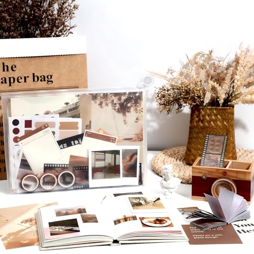 Tenare 114 Pcs Aesthetic Scrapbook Kit DIY Junk Journaling Supplies Scrapbooking Materials for Bullet Junk Journal, Art Journaling, Vintage Collage Album Gift for Adults Women Beginner(Vintage Style) - style: Vintage Style