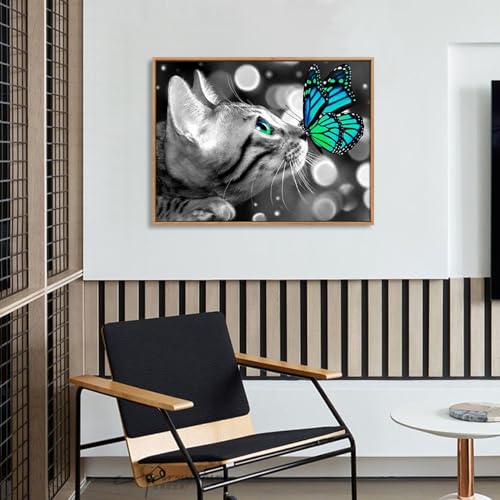 FILASLFT Paint by Numbers Kit for Adults,Cat Adult Paint by Number Kits on Canvas,Cat and Butterfly Painting by Numbers,Perfect for Office Home Wall Decoration Gift 16x20 Inch - color: B-006-animal