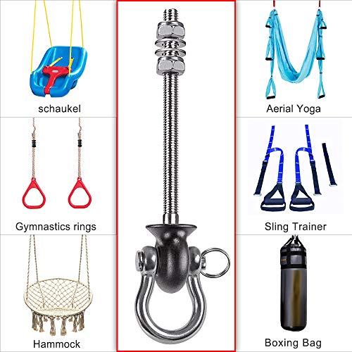 Dolibest Set of 2 Permanent Antirust Stainless Steel 304 Heavy Duty Swing Hangers, 1800LB Capacity, Wood and Steel Beam Yoga Hammock Chair Punching Bag Porch Swing Sets,180° Swing, 7.67‘’ - color: Silver 7.67'' 2 Pack