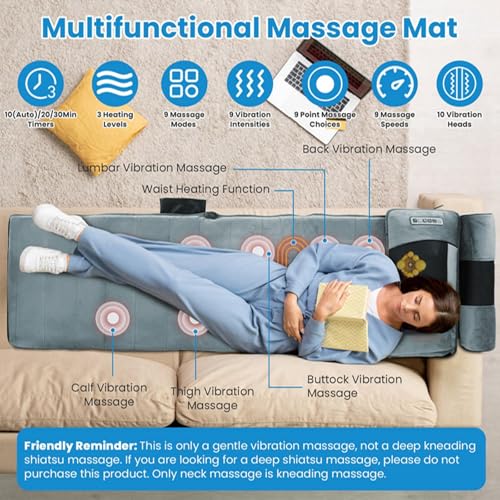 KOCASO Full Body Massage Mat with Heat, Electric Heated Massage Pad Cushion - size: 76x20x6 in