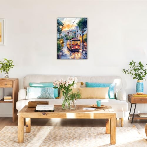 RICUVED Landscape Paint by Numbers Kit for Adults Beginners with Frame, Adults' Paint-by-Number Kits on Canvas, DIY Acrylic Painting by Numbers Easy Oil Painting by Number Kits for Home Decor, 8x12in - color: OMS047