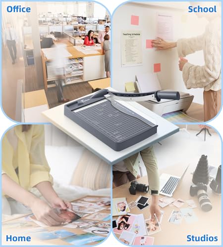 Firbon 12 Inch Guillotine Paper Cutter, Heavy Duty Paper Trimmer, Gray | 12-Sheet Capacity | Dual Scales | Paper, Cardstock & Photo Trimming | Scrapbooking Crafts | Office, Home & Studio Use - color: Gray
