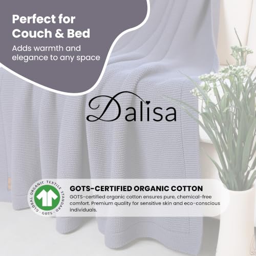 Dalisa Alina GOTS Organic Cotton Throw Blanket, Aegean Blue, 50x60 in - color: Aegean Blue, size: 50x60