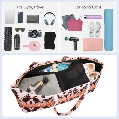 Yoga Mat Bag Yoga Mat Carrier with Shoes Compartment & Wet Pocket Pilates Bag with Zipper Pockets & Yoga Mat Holder Strap Yoga Bags and Carriers Fits All Your Stuff - color: Boho Camel