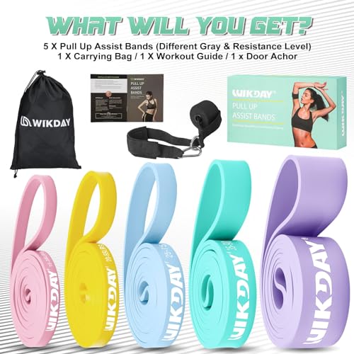 WIKDAY Resistance Bands for Working Out, Exercise Bands, Workout Bands, Pull Up Assistance Bands for Body Stretching Training Physical Therapy Muscle Training for Men & Women - color: 11 Pastel Color, size: 8-100 lbs