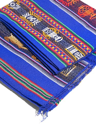 Shamans Market 페루비안 우븐 담요 블루