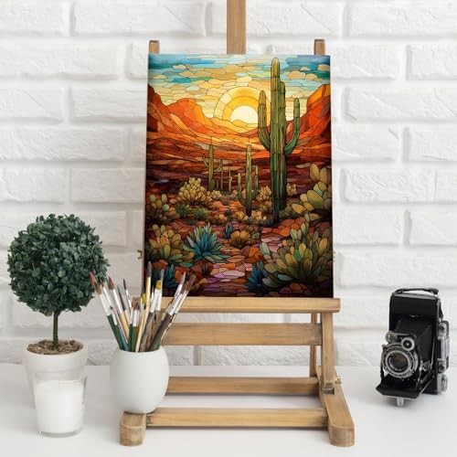 Natuyalo Paint by Numbers for Adults with Framed on Canvas, Wilderness Landscape Paint by Numbers Kits for Beginners, Cactus DIY Acrylic Painting Kits with Frame Ideal Gift (12x16 Inch) - color: Color-01