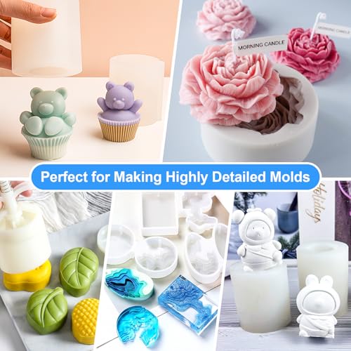 Silicone Mold Making Kit 282oz - 20A Liquid Silicone Rubber (1:1 Mix), Non-Toxic & Bubble Free Platinum Cure Silicone for Making Molds for Resin, Soap, Concrete, Craft Molds - 282oz Total