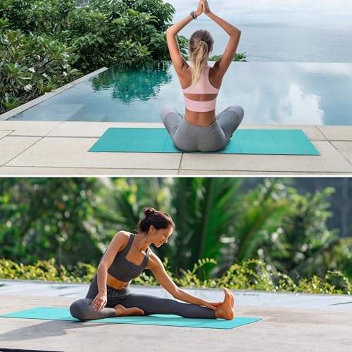PROIRON Foldable Yoga Mat 0.24"/0.16" for Home Workout & Travel, Non Slip Travel Yoga Mats with Carry Bag, Packable Yoga Mat for Home Gym, Pilates, Fitness,Stretching - color: (0.16" PVC) Turquoise