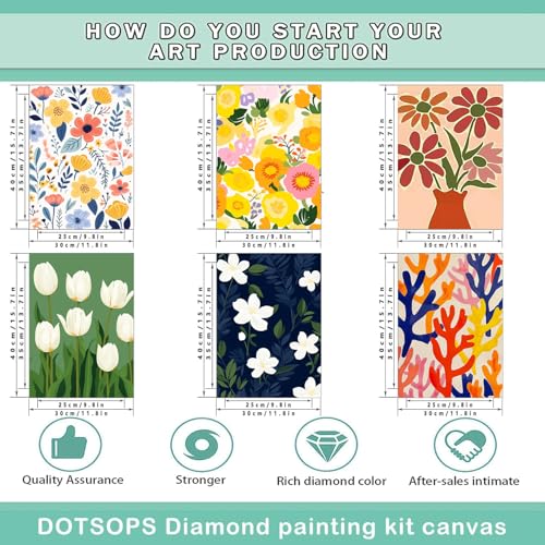 DOTSOPS 6 Pcs Floral Diamond Painting Kits Art Adults Painting Kits | Crafts DIY 5D Diamond Art Packs Kits,Full for Adults,Beginner Home Wall Decoration Gift 11.8 x 15.7 Inches - color: Flower