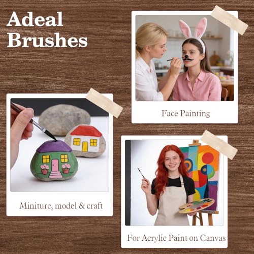 5 Pcs Starter Pinstriping Brush, High Performance Striping Brushes Set with Sword Liner Flat Head for Detail Art Painting Birch Wood Handle Nylon Bristles - color: Brown