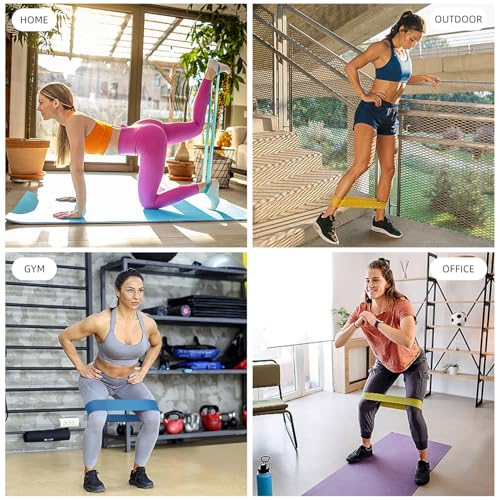 Resistance Loop Exercise Bands for Home Fitness, Yoga Pilates, Stretching, Strength Training, and Physical Therapy - Elastic Bands Set Workout Bands for Women&Men (5pcs Set) - color: Blue&Black