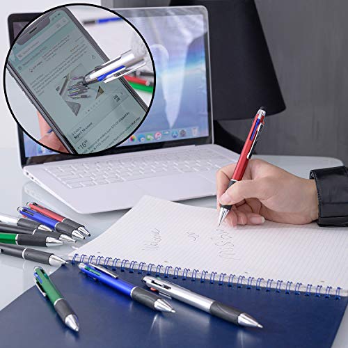 MiSiBao 4-Color Ballpoint Pen Multi Colored Pens in One Medium Point (1.0mm) Touch Screen Stylus, 5-Count - color: 5-Count