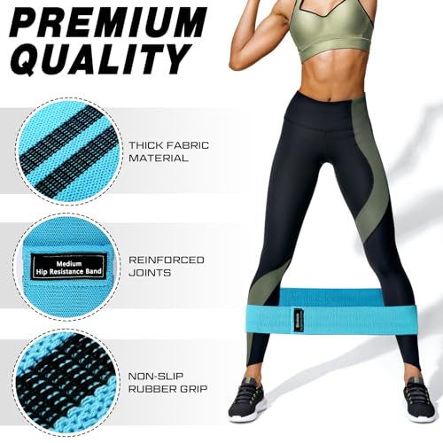 Lenwen 12 Pcs Fabric Resistance Bands Bulk - color: Blue