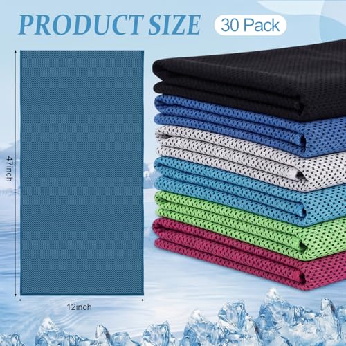 Honoson 30 Pack Cooling Towels for Neck and Face, 27 x 16 in, Classic Color - color: Classic Color
